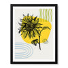 Black Flower Over Yellow & White Background | Abstract Floral Artwork #00198