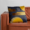 Golden Foil On Navy Blue Geometric | Abstract Cushion #199