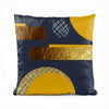 Golden Foil On Navy Blue Geometric | Abstract Cushion #199