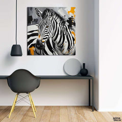 Black & Gamboge Exotic Zebra Strokes Closeup (Single Panel) Office Wall Art - Prime Décor