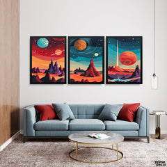 Aesthetic Colorful Space Artwork (3 Panel) Space Wall Art