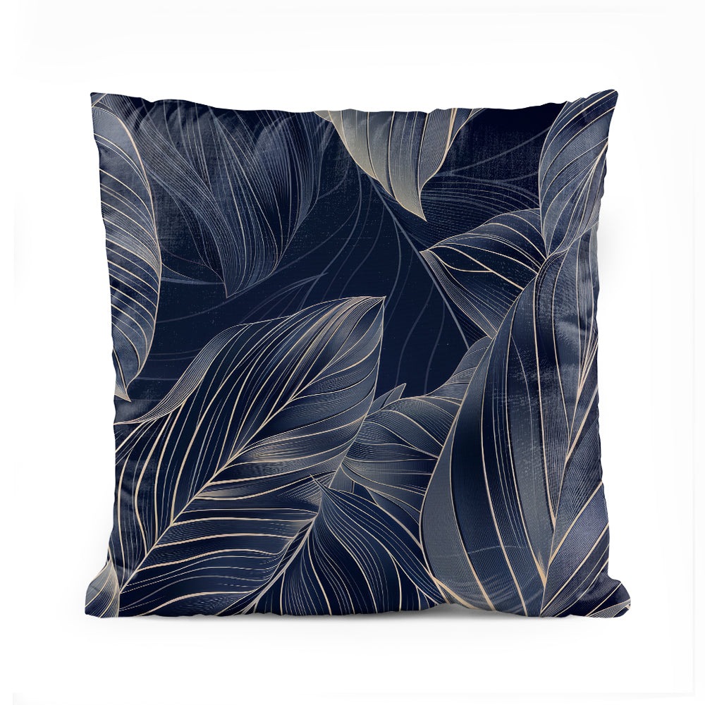 Slate Blue Leafy Print | Floral Cushion #019 - Prime Décor