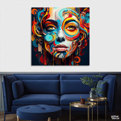 Abstract Colorful Artwork Of A Girl Face (Single Panel) Abstract Wall Art