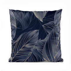 Slate Blue Leafy Print | Floral Cushion #019 - Prime Décor