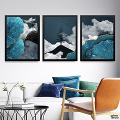 Beautiful Abstract Nature View Of Mountains & Clouds (3 Panel) Nature Wall Art