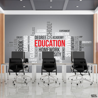 EDUCATION Typography With Black & White Background | Office Wallpaper Mural
