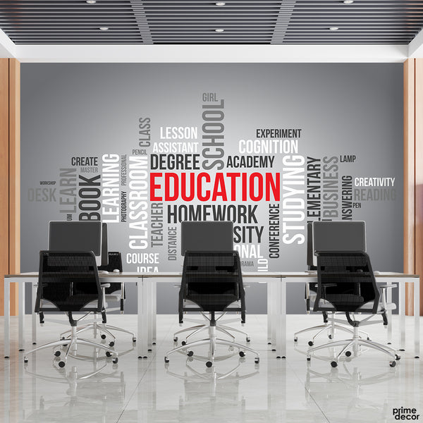 EDUCATION Typography With Black & White Background | Office Wallpaper Mural