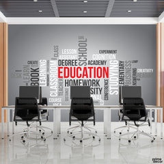 EDUCATION Typography With Black & White Background | Office Wallpaper Mural