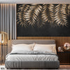 Abstract Beige Exotic Leaves Over Black Background | Nature Wallpaper Mural