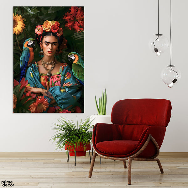 Women Floral Artwork With Parrots | Fashion Poster Wall Art