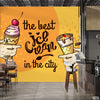 Best Ice Cream In The City Typography With Yellow Artwork | Cafe Wallpaper Mural