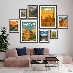 Exploring Pakistan Illustration Style (8 Panel) Travel Wall Art