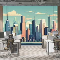 Abstract Artwork Of Large Buildings | Travel Wallpaper Mural