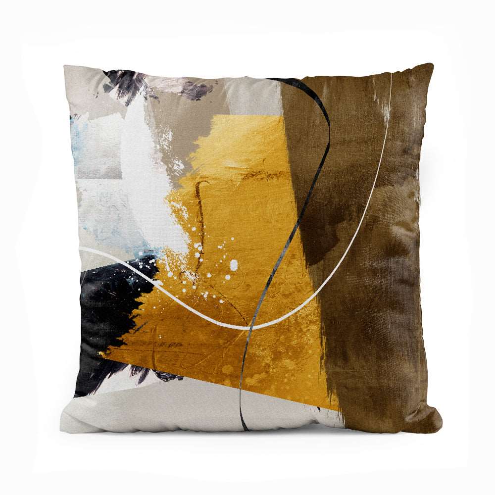 Artistic Chaos Shades of Brown & Gold | Abstract Cushion #202 On Sale - Prime Décor