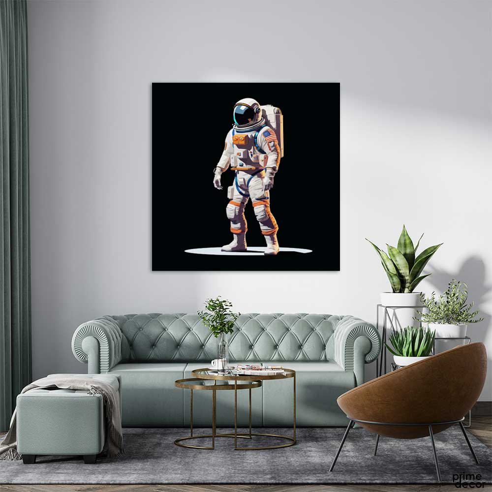 Astronaut Cutout Illustration (Single Panel) Square Wall Art - Prime Décor
