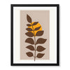 Beautiful Brown Tropical Leaves Over Gold Sun  | Abstract Floral Artwork #00203