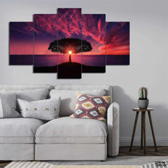 Beautiful Sunset in the Middle of Tree (5 Panel) | Nature Wall Art - Prime Décor