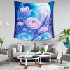 Beautiful Purple Flower Over Blue Background | Floral Tapestry