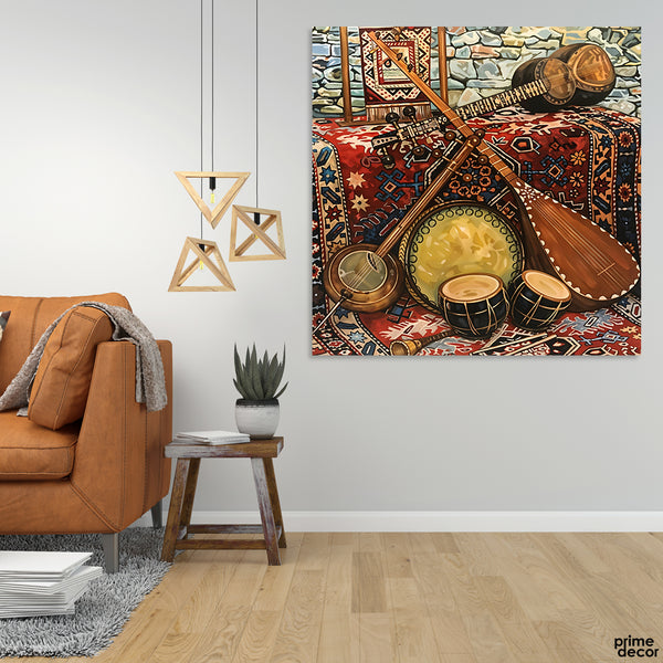 Traditional Musical Instruments Artwork (Single Panel) Music Square Wall Art