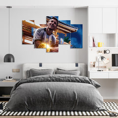 Messi With World Cup Trophy (5 Panel) Sports Wall Art - Prime Décor