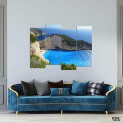 Blue Sea Under Clear Sky (4 Panel) Nature Wall Art - Prime Décor