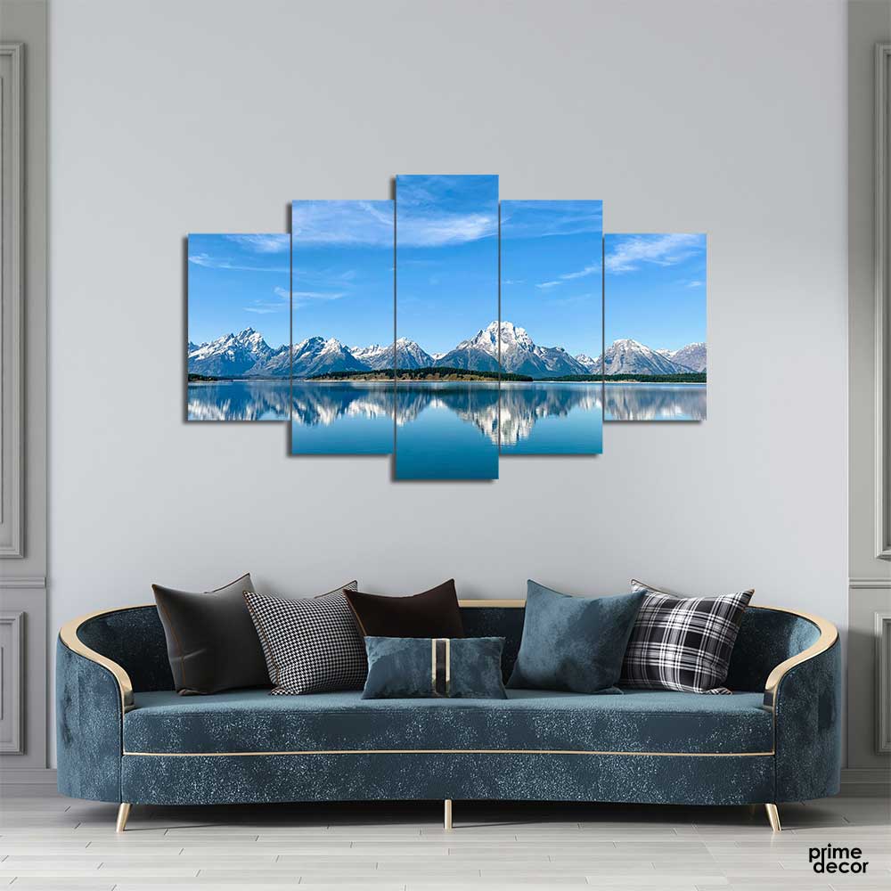 Beautiful Blue Mountain (5 Panel) Nature Wall Art - Prime Décor