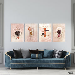 Brown & Gold Abstract Watercolor Collection (4 Panel) Digital Wall Art - Prime Décor