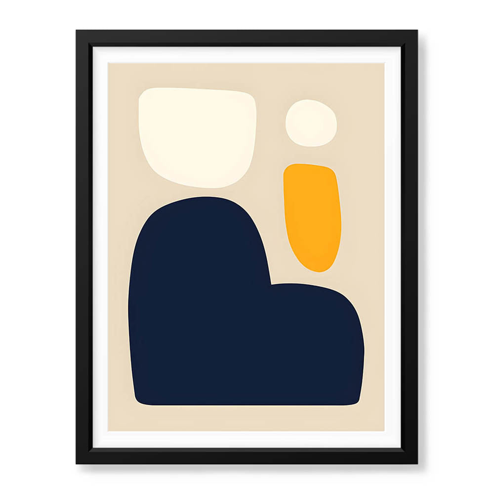 Blue & Gold Abstract Design Over Beige Background  | Abstract Office Artwork #00217 - Prime Décor