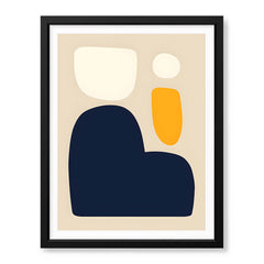 Blue & Gold Abstract Design Over Beige Background  | Abstract Office Artwork #00217 - Prime Décor