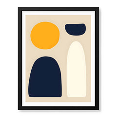 Blue & Gold Abstract Design Over Beige Background  | Abstract Office Artwork #00219 - Prime Décor