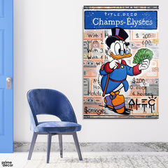 Champs Elysees Duck With Dollars (Single Panel) Fashion Wall Art