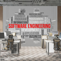 SOFTWARE ENGINEERING Typography With Black & White Background | Office Wallpaper Mural