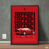 Classic Red Ferrari F40 With Black Typography | Cars Wall Art
