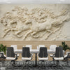 3D Style Horses Engraved In Stone | Office Wallpaper Mural
