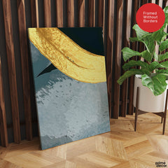 Gold & Green Abstract Design Over Blue Background  | Abstract Office Artwork #00221 - Prime Décor