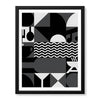 Black & White Abstract Design Over Beige Background  | Abstract Office Artwork #00229