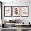Ab K Hum Bichry - Urdu Typography With Floral Motive (3 Panel) Poetic Wall Art
