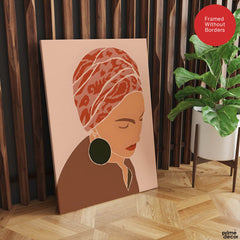 Brown & Orange Women Face Art | Abstract Fashion Artwork #0022 - Prime Décor
