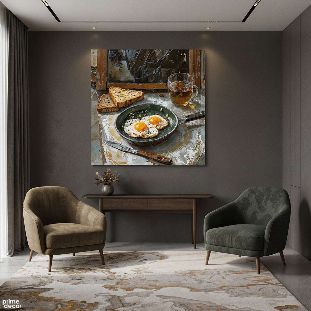 Sunny-Side Up Breakfast Digital Painting (Single Panel) Square Wall Art