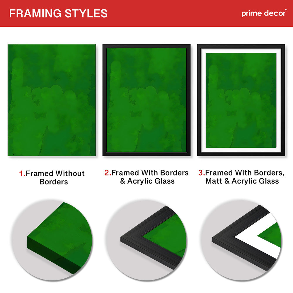 Beautiful Green Color Shades Oil Paint Art  | Abstract Office Artwork #00231 - Prime Décor