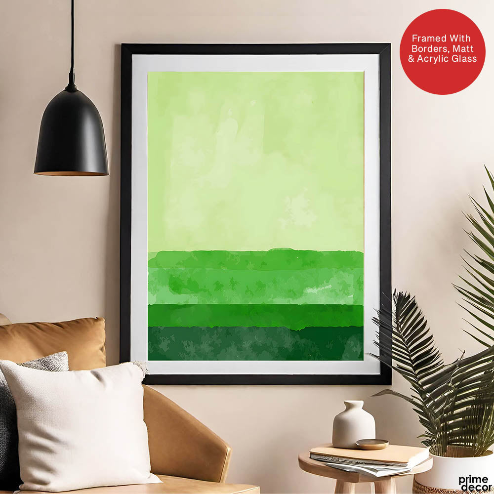 Beautiful Green Color Shades Oil Paint Art  | Abstract Office Artwork #00232 - Prime Décor