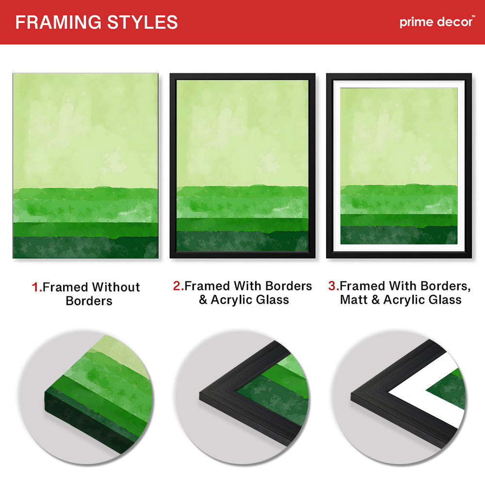 Beautiful Green Color Shades Oil Paint Art  | Abstract Office Artwork #00232 - Prime Décor