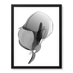 Black & White Floral Oil Paint Art Over White Background | Abstract Floral Artwork #00233 - Prime Décor