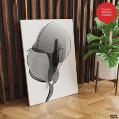 Black & White Floral Oil Paint Art Over White Background | Abstract Floral Artwork #00233 - Prime Décor