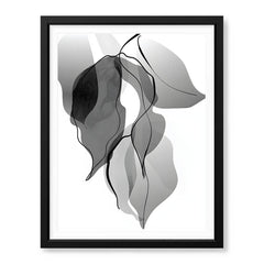 Black & White Floral Oil Paint Art Over White Background | Abstract Floral Artwork #00234 - Prime Décor