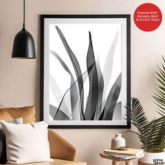 Black & White Floral Oil Paint Art Over White Background | Abstract Floral Artwork #00235 - Prime Décor