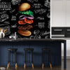 Best Burger In The Town Typography With Burger Artwork | Restaurant Wallpaper Mural