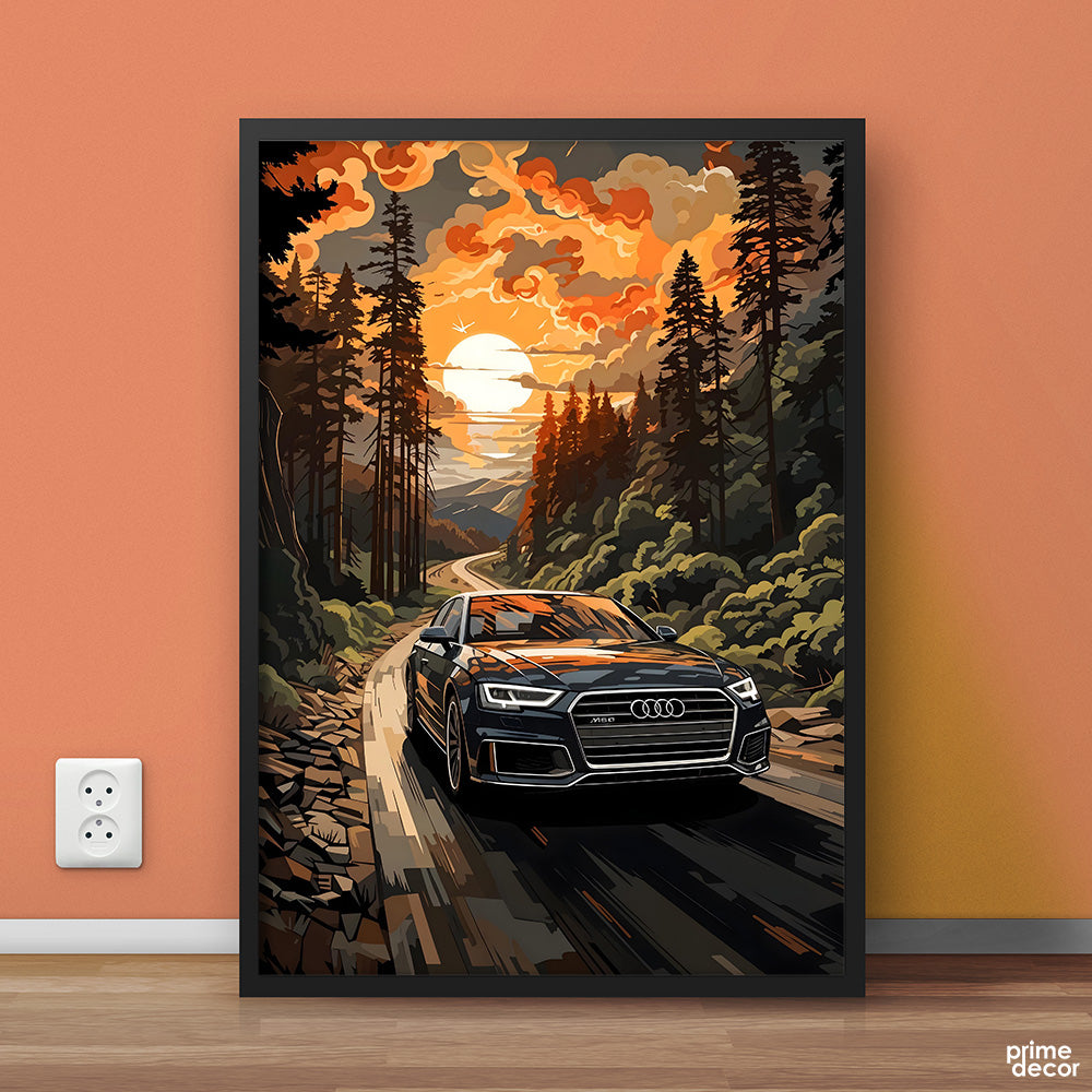 Abstract Artwork Of Audi With A Sunset View | Cars Poster Wall Art ...