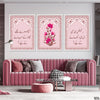 Ranjish Hi Sahi - Urdu Typography With Pink Floral Motive (3 Panel) Poetic Wall Art