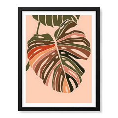 Coloful Tropical Leave on Beige Background | Abstract Floral Artwork #0023 - Prime Décor
